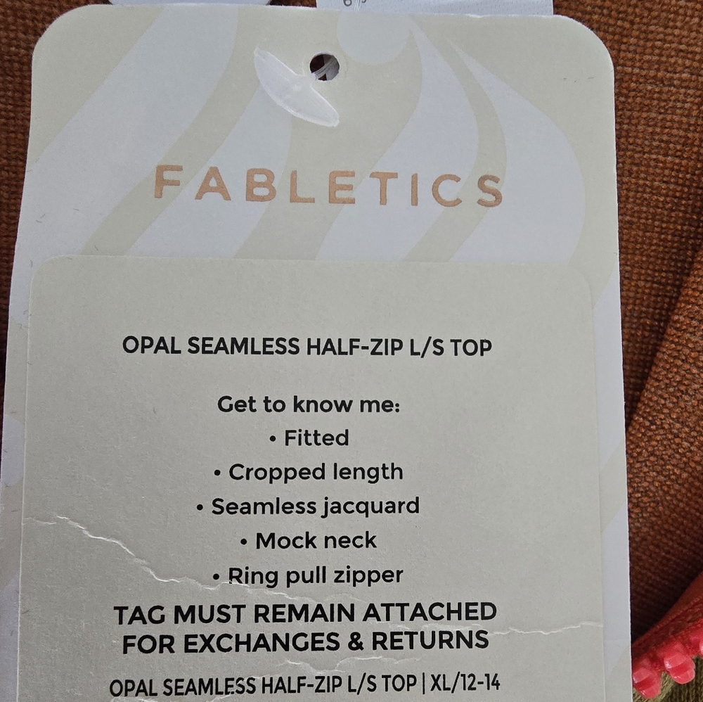 NWT Fabletics Opal Seamless Half Zip Retro Crop Top Olive Athletic Gym Yoga XL - Picture 8 of 13